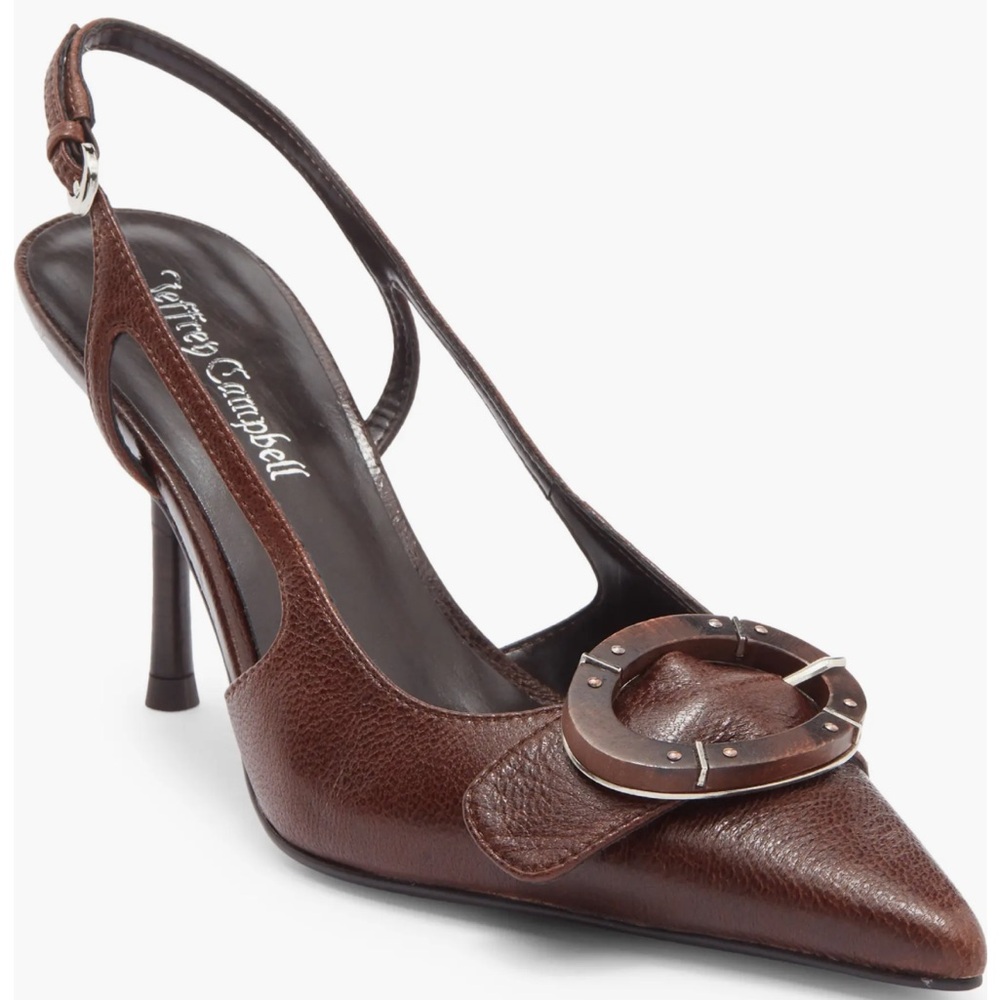 Jeffrey Campbell Brown Slingback Heels Hannigan Pointed Toe Slingback Pump